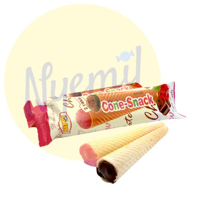 

Cone Snack Stroberi Coklat 10gr x 10pcs