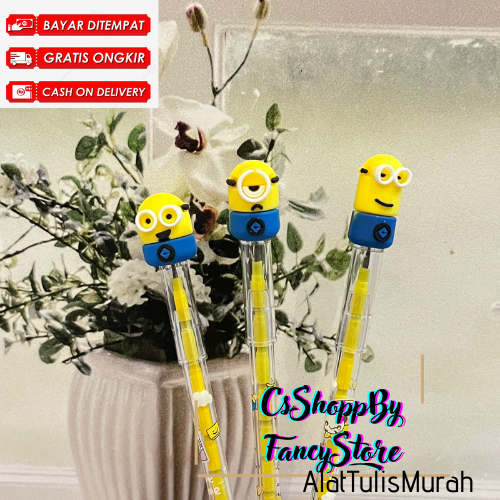 

Pensil Susun Karakter Minion Kuning Kartun Lucu Pensil Pelor Cute