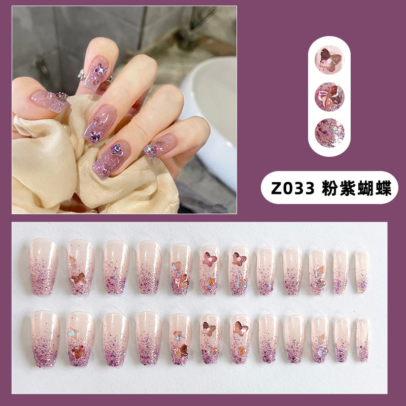 Kuku Palsu 【B125，lem cair】Nikah kuku Wedding False Nailart Pengantin Tangan