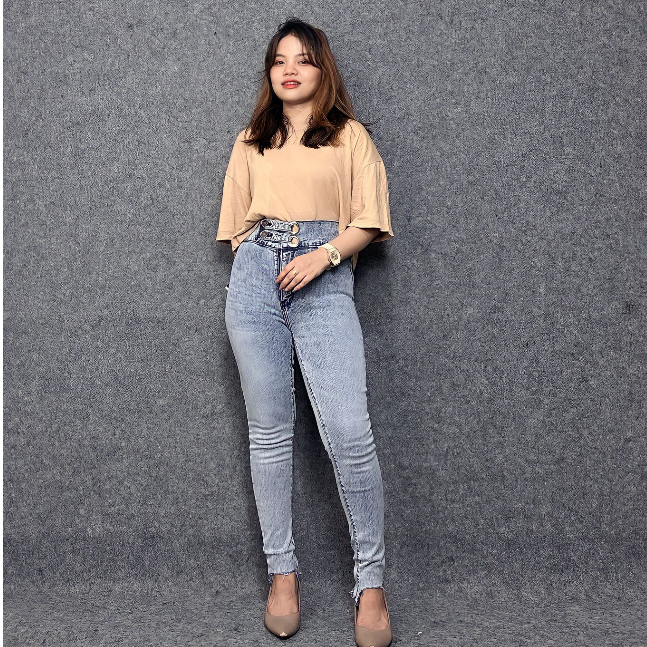 MCO - Celana Jeans Skinny HW Kancing Samping Slimfit Streatch