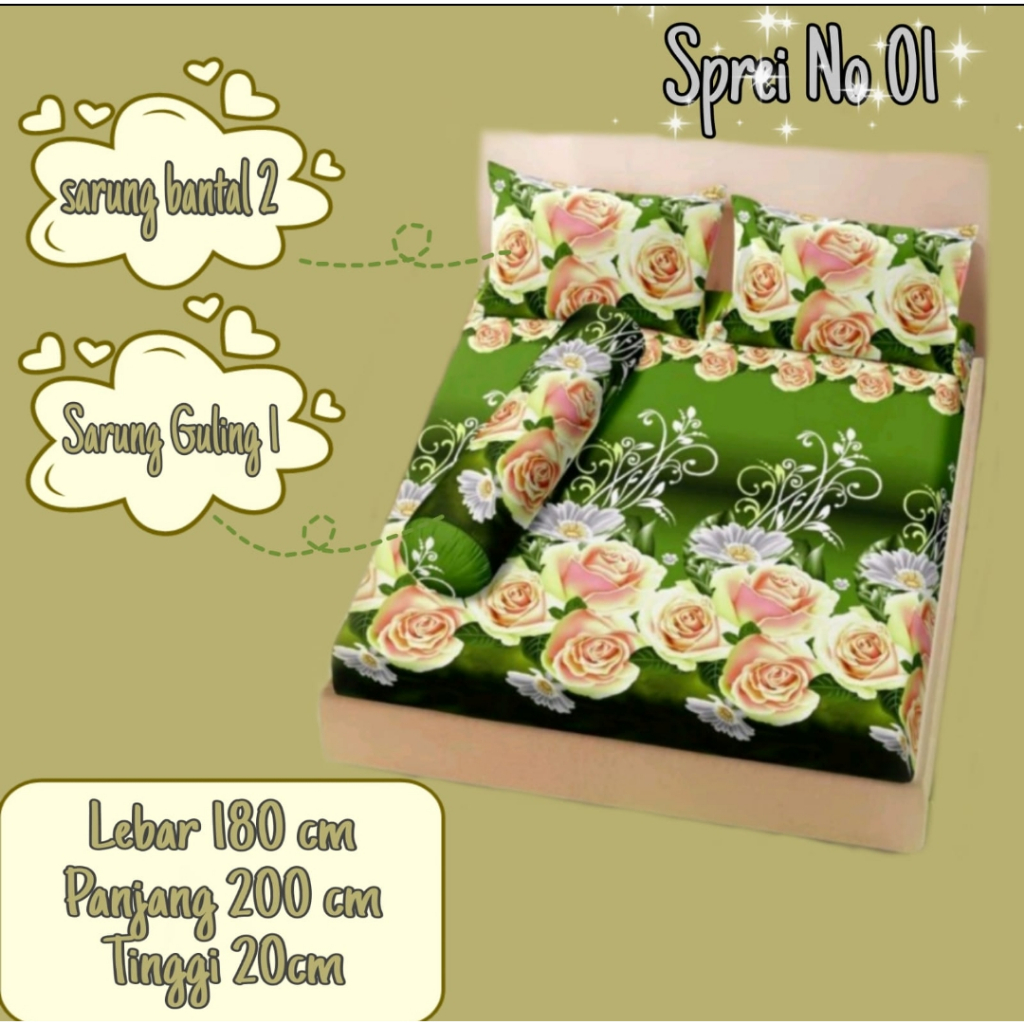 SPREI MOTIF UKURAN NO 1 180X200 TINGGI 20CM