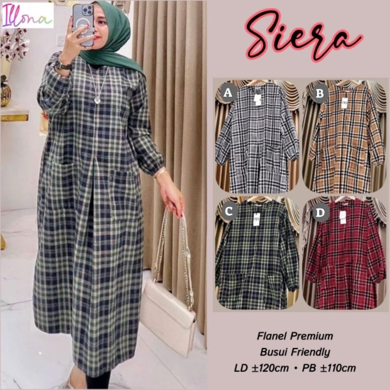 SIERA TUNIK FLANEL KOTAK JUMBO BUSUI