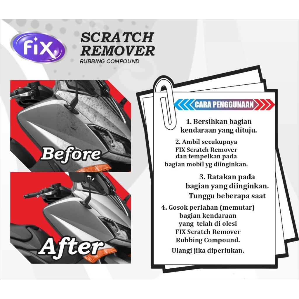 FIX - Compound Mobil Penghilang Baret Body Mobil / Helm / Kompon Motor Pengkilap