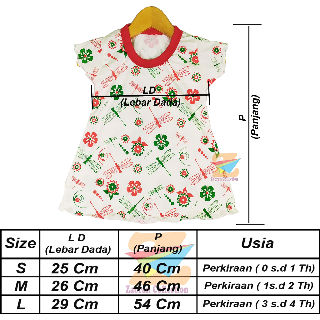 Dress Anak Lengan Motif 0 Sampai 4 Tahun