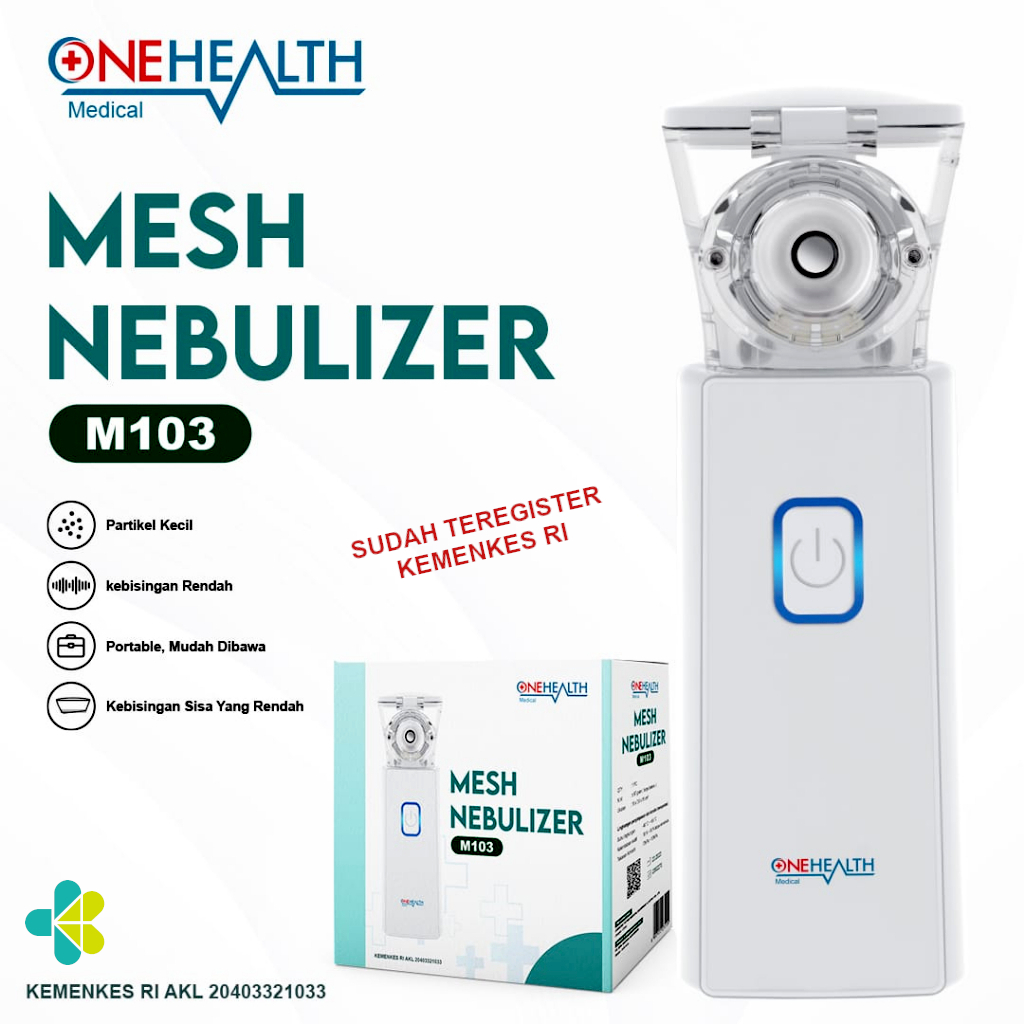 Portable Nebulizer Mesh Onehealth M103 / Alat Uap Nebu Terapi Pernapasan