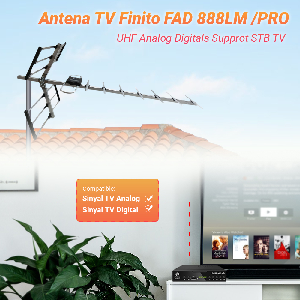 Antena TV Finito FAD 888LM Supprot STB Tv/Antena Outdoor UHF Analog Digitals Supprot STB Tv Anti Karat Waterproof