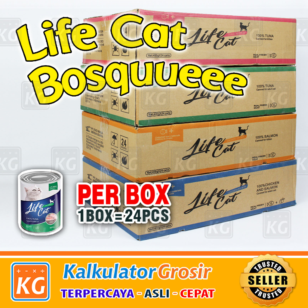 Life Cat Kaleng 1 Box Makanan Kucing  Basah Kitten Adult 400gr / 400 gr Can / Wet 12 Pcs