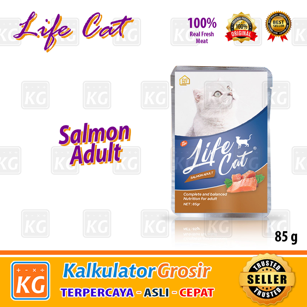 Makanan Kucing Basah Sachet Life Cat Pouch Kitten Adult 85gr Tuna / 85 gr Wet Salmon
