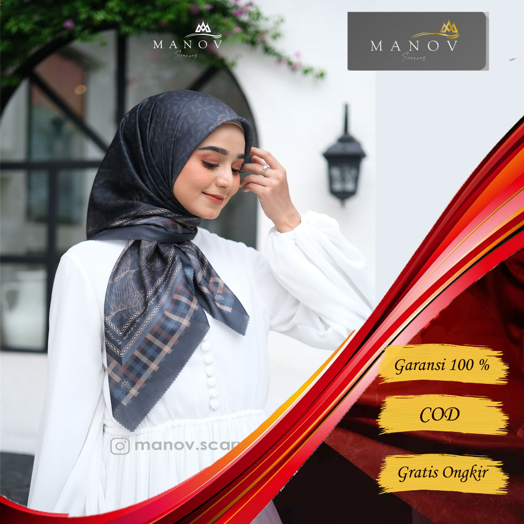 Hijab Branded Manov - Scarves Parismas Edition - Ultrafine Comfy 2 tone 115 x 115 cm Lase Cut