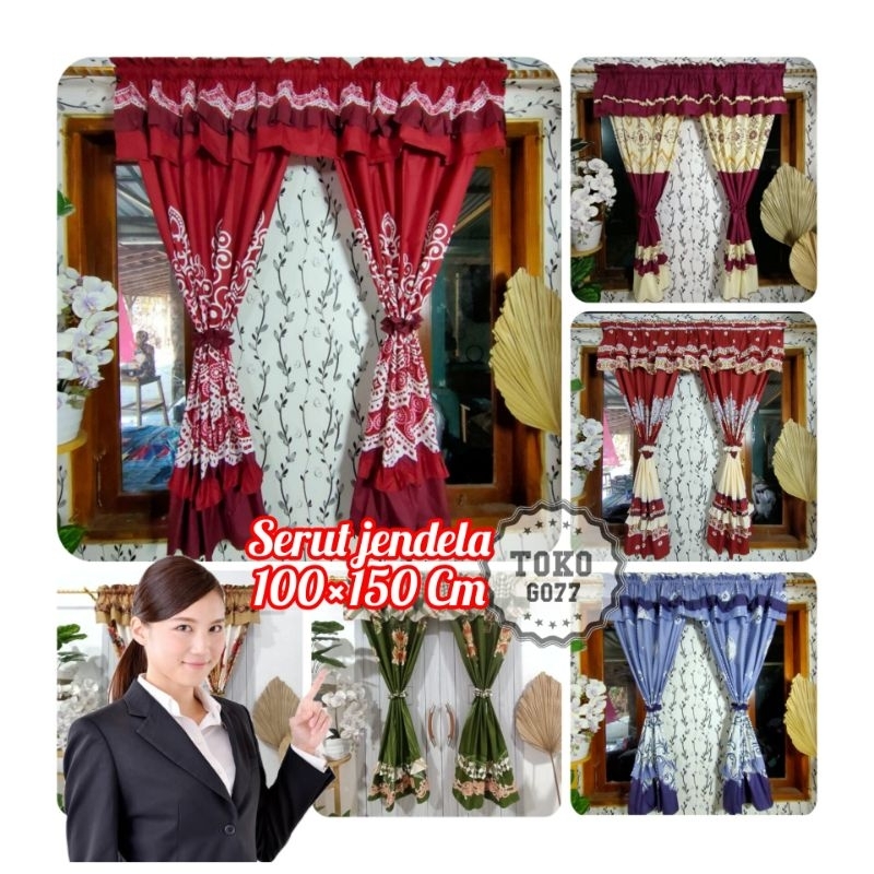 [ TG ] Grosir Gorden Serut Jendela Pendek [ Hordeng Pita Poni Minimalis Ukur 100×150 Bisa Cod ] Aneka Motif