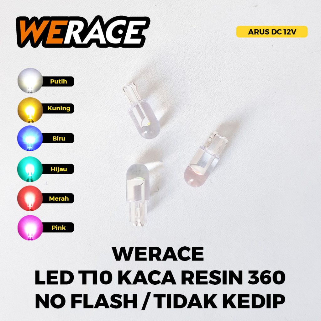 [WERACE] LED SEN SENJA T10 KACA RESIN 360 NO FLASH / TIDAK KEDIP