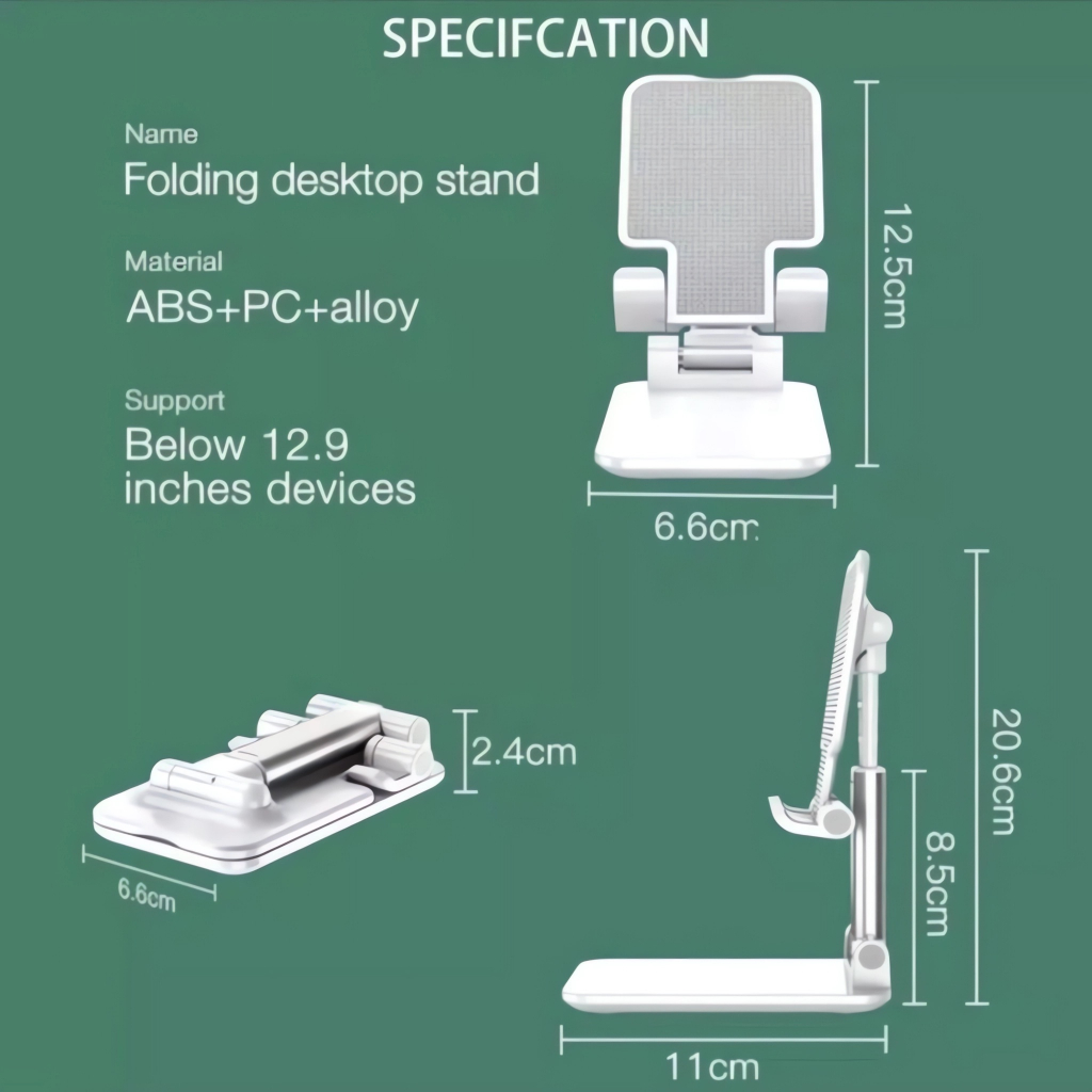 DUDUKAN HP HANDPHONE TABLET FOLDING DESKTOP PHONE STAND HOLDER STAND HP DI MEJA TATAKAN PONSEL AH009 - XOBOX