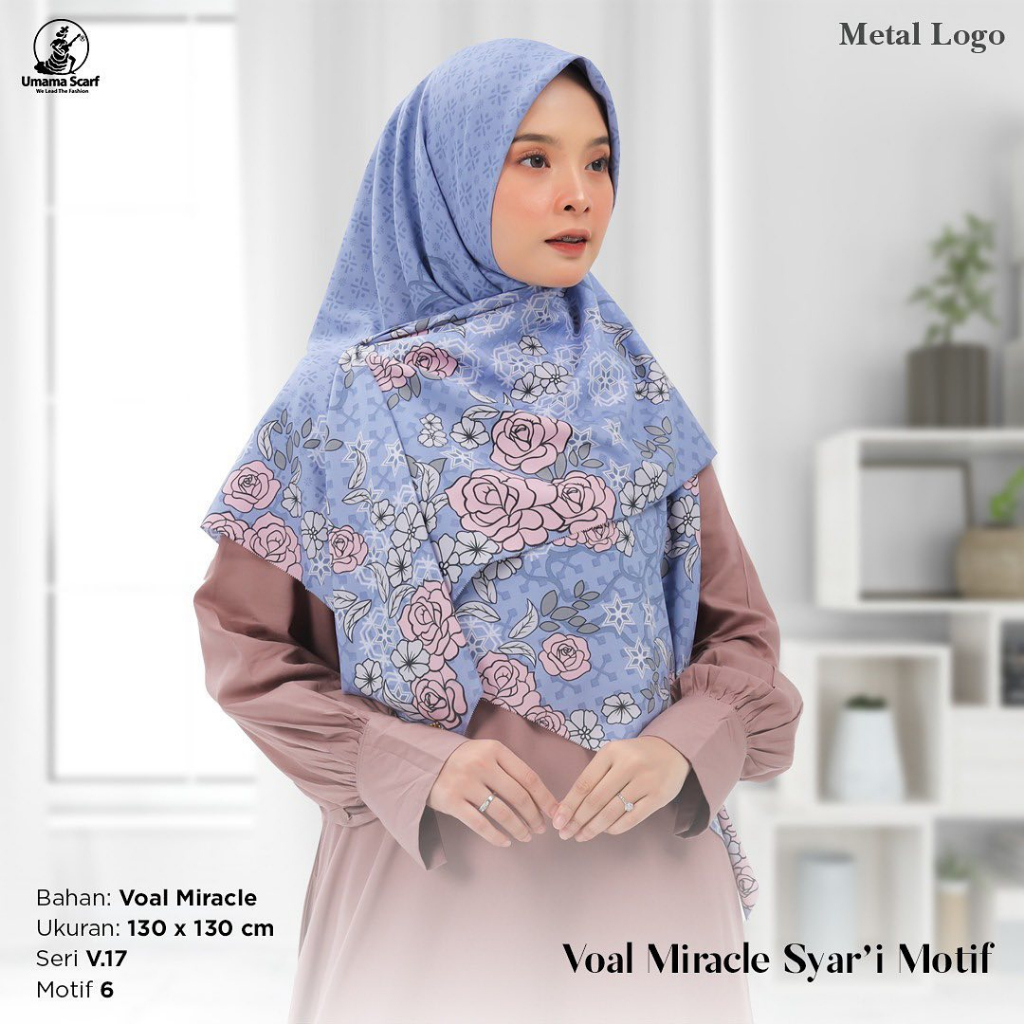 PART 3 - Voal Miracle Syari Motif Metal Logo Ori Umama (BISA SERAGAMAN) Hijab Jilbab Syar'i Printing