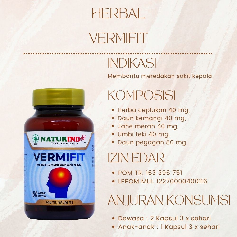 OBAT HERBAL VERMIFIT NATURINDO (SPESIAL VERTIGO & MIGRAIN)