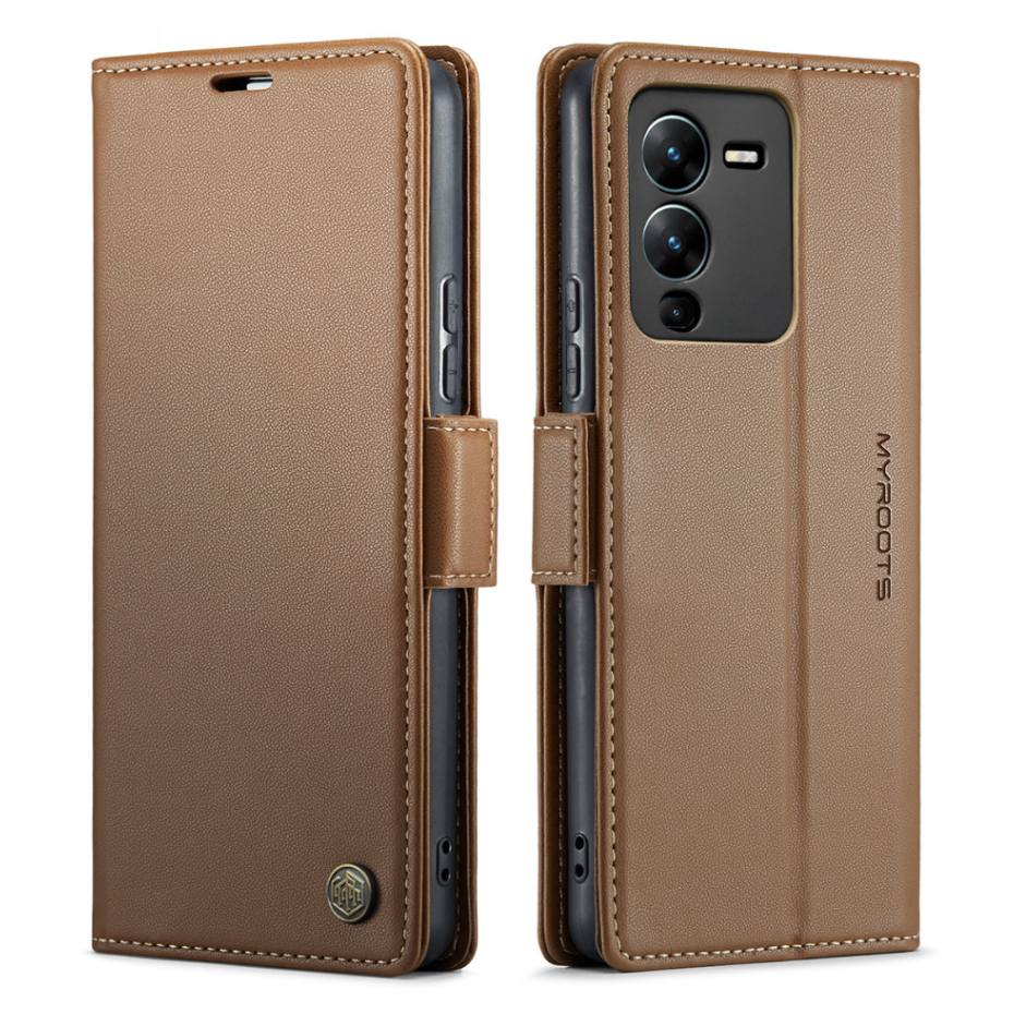 Lambskin PU Leather Case Flip RFID Myroots For Vivo 11 Pro 5g Soft TPU Shockproof Phone Cover Case