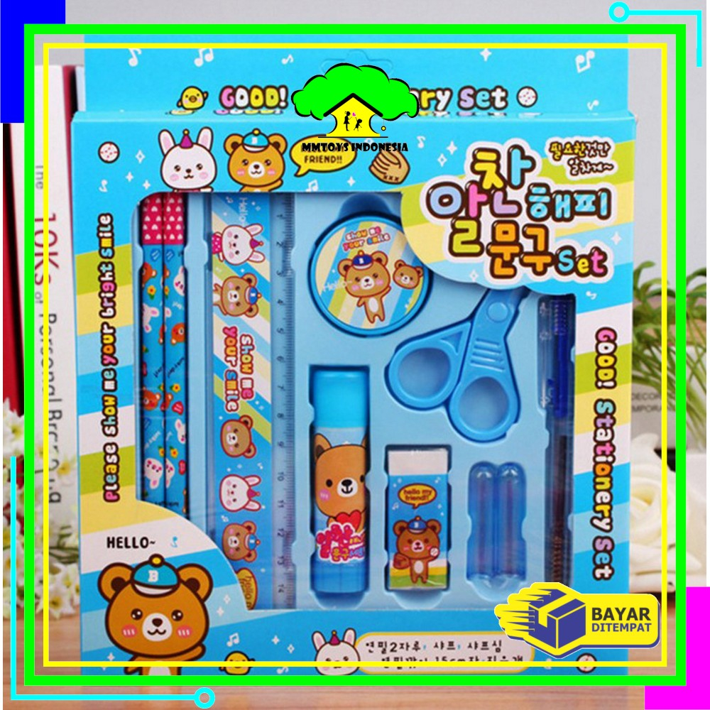 MI-A26 Alat Tulis Set 8in1 Karakter Stationery Kids / Paket Alat Tulis Anak TK / Set School Supplies for Child Writing Gift Eraser Ruler