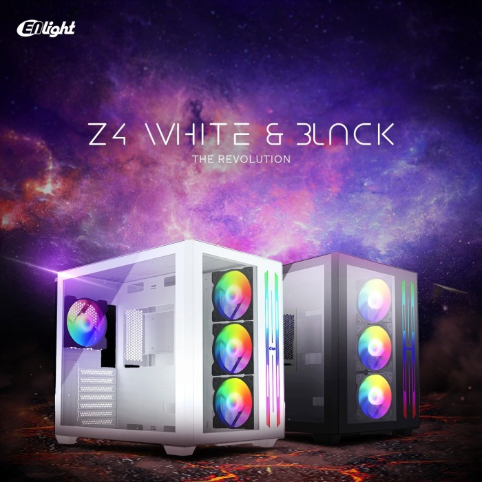 GAMING CASE ENLIGHT FPMAX Z4 WHITE + 3 Fan Innering - ATX