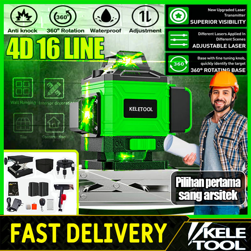 laser level bangunan waterpass laser multifungsi meteran laser level hilda 4d 16 line Tingkat bosch 