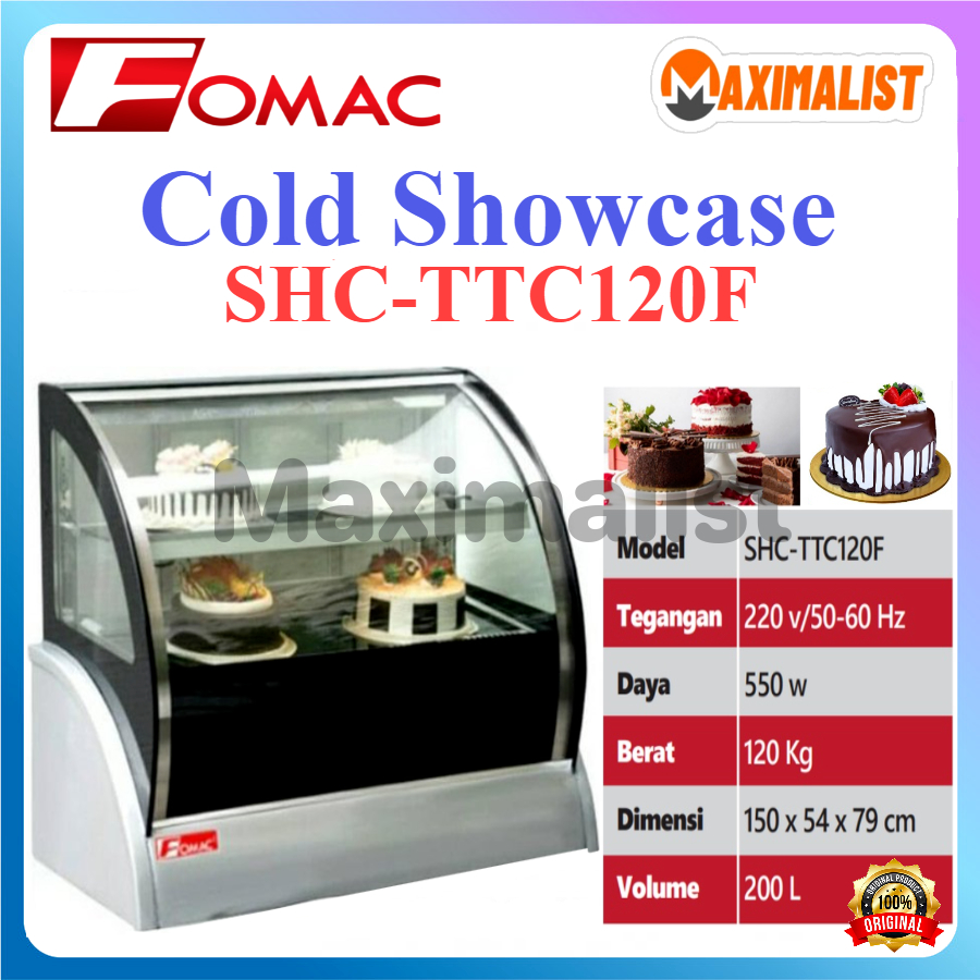 FOMAC SHC-TTC120F Countertop Cake Showcase / Display Pendingin Cake / Showcase Pendingin Cake / Lemari Pendingin Kue / Lemari Pendingin Pemajang Kue