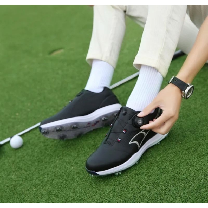 Sepatu Golf Tali Knob BOA Golf Shoes Black 8002