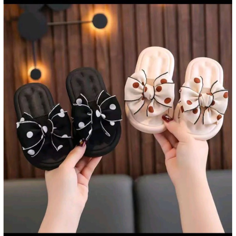 Sandal Selop Anak Perempuan Import Motif Pita Polkadot Sandal Anak Lucu