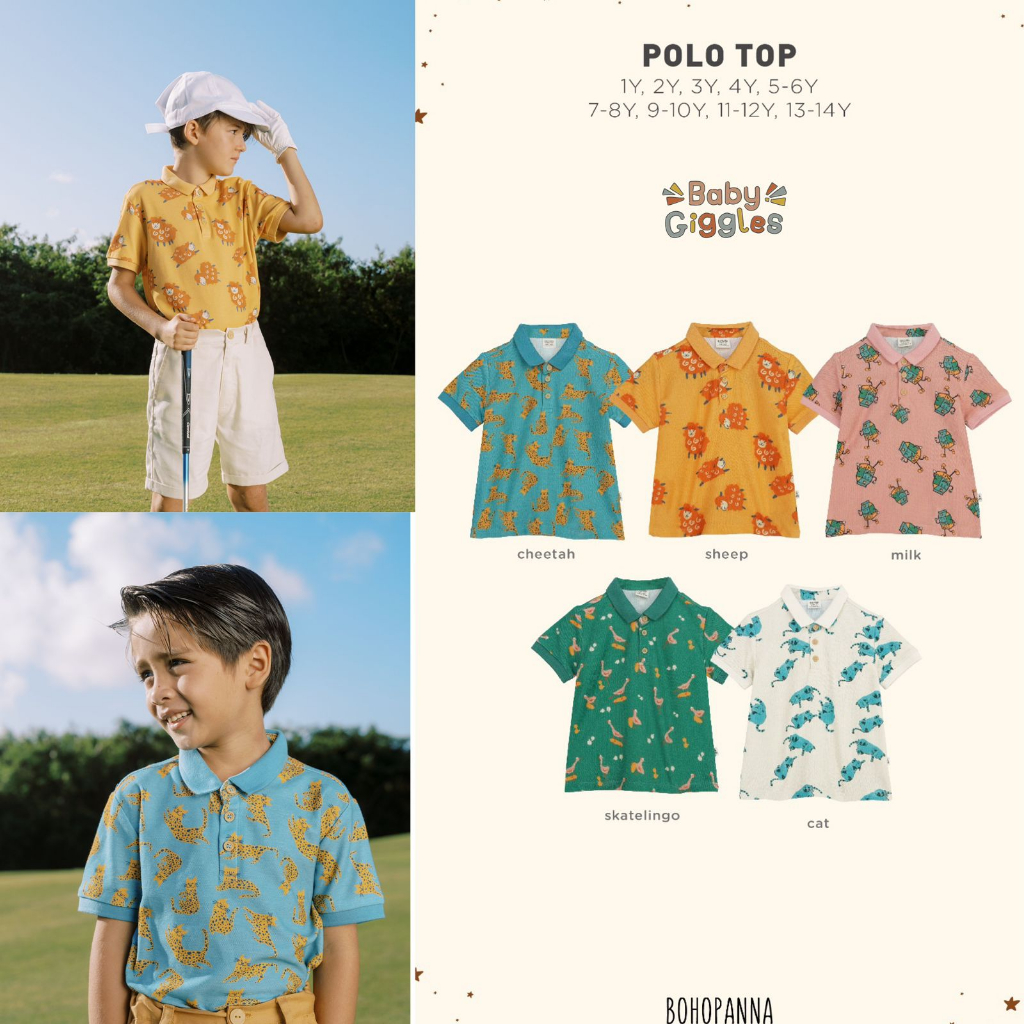 BOHOPANNA POLO TOP ATASAN BERKERAH UNISEX USIA 1-14 TAHUN