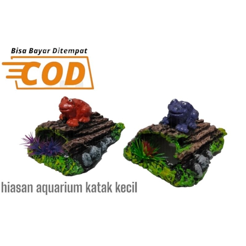 HIASAN AQUARIUM KATAK MINI FIBER/hiasan aquarium katak mini