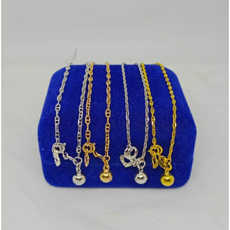 gelang tangan anak rantai C besar &amp;kecil 1love ukir 1bel S925 / perhiasan perak 925 berlapis emas/gelang tangan anak fashion