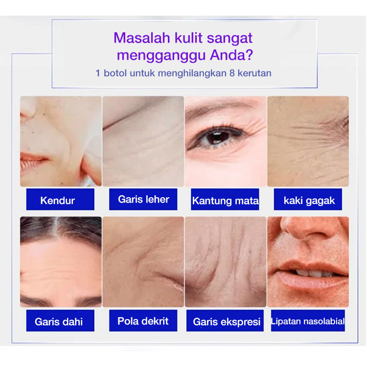 Krim anti penuaan Pemutih wajah glowing Serum pemutih wajah Serum glowing wajah 30G Pengencangan dan anti-penuaan/Pemutihan dan penghapusan flek/Meringankan garis-garis halus/Mengecilkan pori-pori/Memperbaiki kusam dan mencerahkan warna kulit