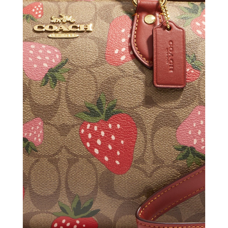 Coach Rowan Satchel In Signature Canvas With Wild Strawberry Print (CH 511)