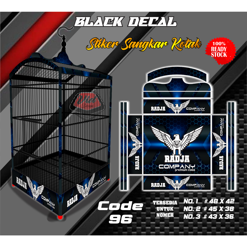 Stiker Sangkar Kotak Burung Kacer Cuca Ijo Kenari Motif RAJA No 1 2 3