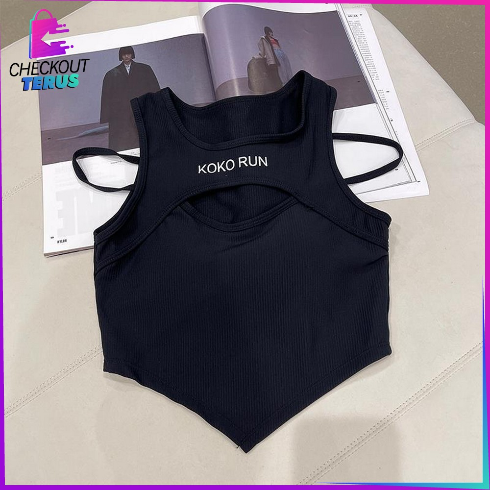 CT P341 Tanktop Wanita Leher Bulat Atasan Simple Polos Korean Style Pakaian Dalam Tank Top Cross Top Bra Wanita Kaos Cewek Kekinian Import