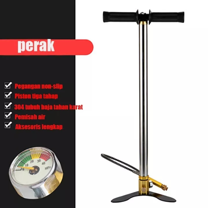 【Dikirim Dari Jakarta, COD】6000PSI POMPA PCP STAINLESS STEEL/ 30mpa POMPA PCP MURAH BARACUDA KAKI LIPAT 4500 PSI STAINLESS STEEL/Pompa udara bertekanan tinggi inflasi/Manometer  pompa pcp