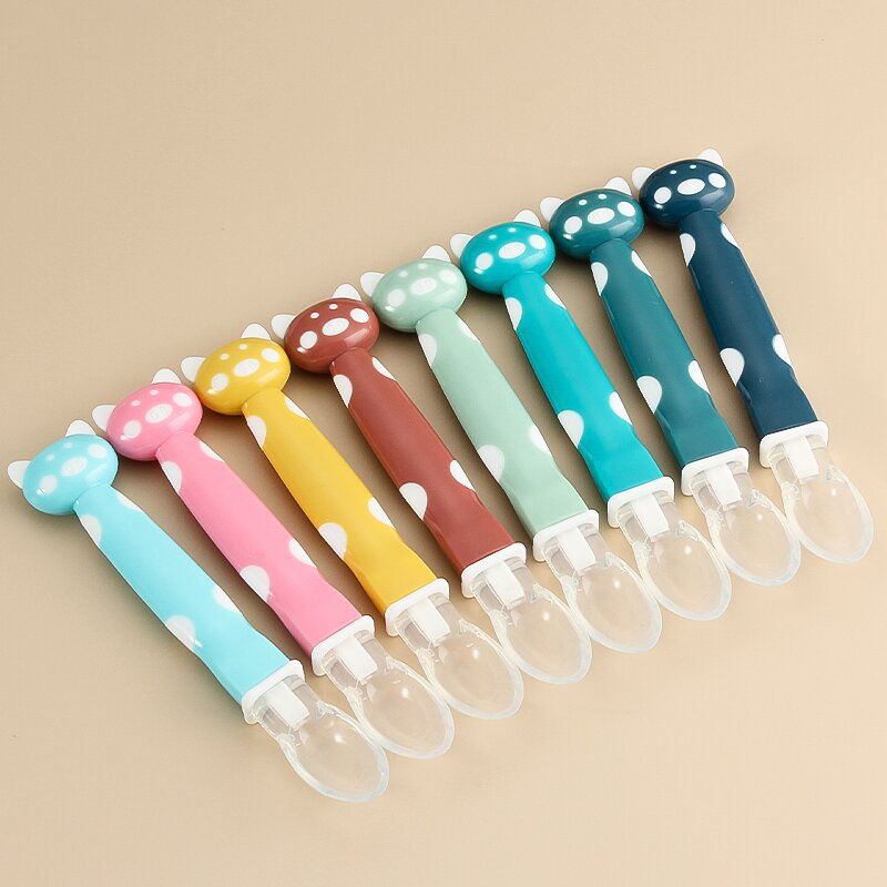 Sendok Makan Bayi Silikon Polkadot / Sendok Makan Bayi Lentur Silicone Tahan Panas /  SENDOK BAYI KARTUN LUCU BABY SAFETY SPOON