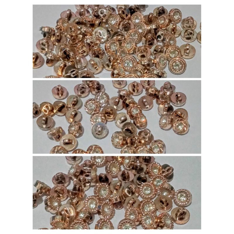720 PCS Diameter 10 mm / 1cm  Kancing Baju Jamur permata emas bulat segi delapan