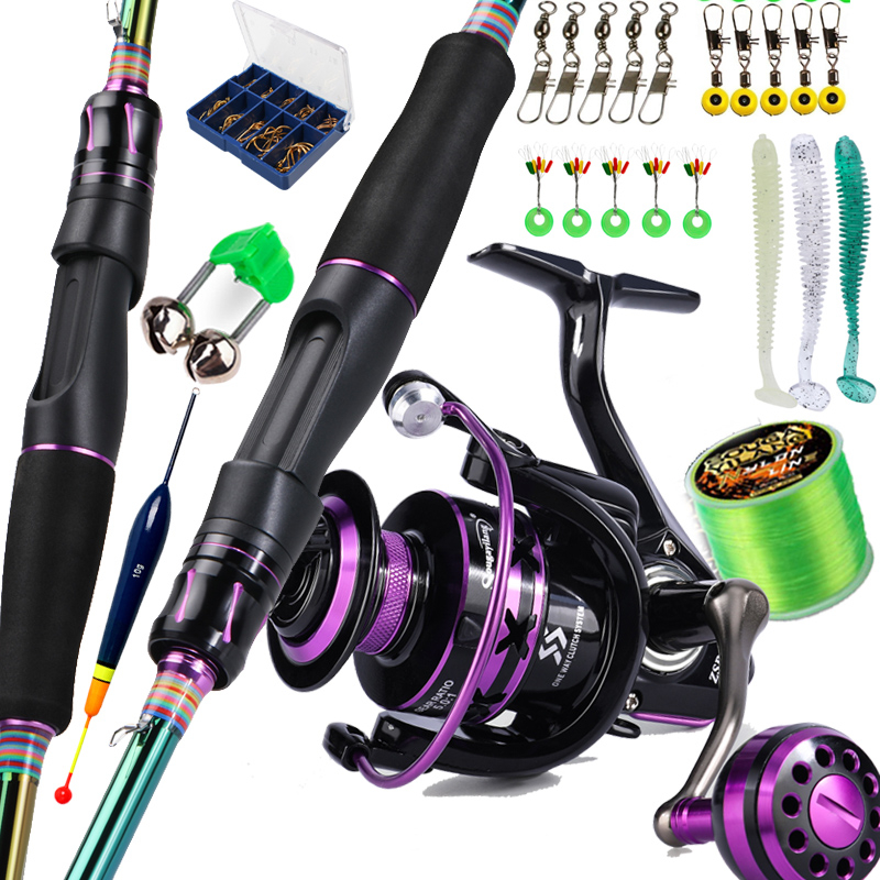 2 Sections Set Pancing Spinnning Fishing Rod Reel Set 1.8m/2.1m Carbon Fiber Fishing Rod  5.2:1/5.0:1 High Speed Fishing Reel pancing with 150m Fishing Line Fishing Kit Outdoor Sport Travel pancingan set lengkap