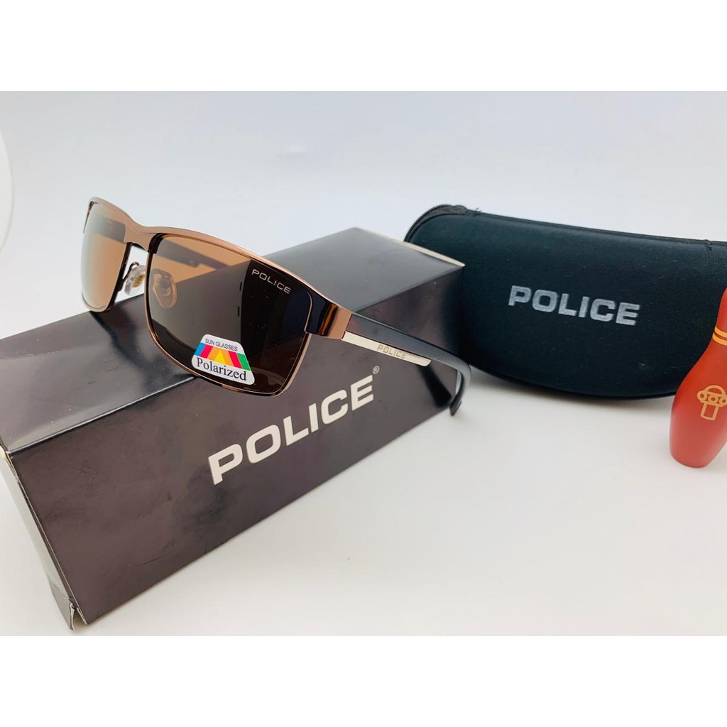 Kacamata Pria Police P24 Polarized UV 400 Black Brown