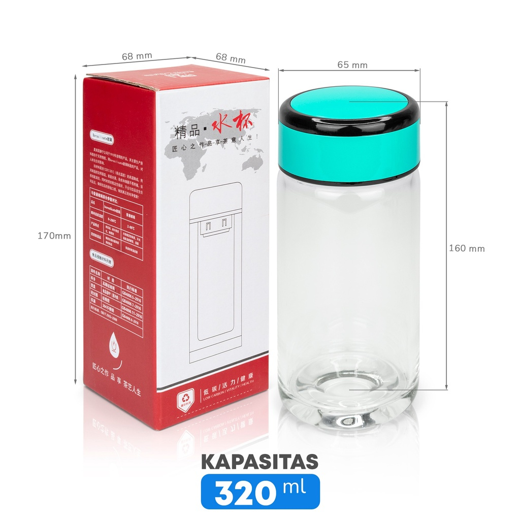 BOTOL MINUM KACA IMPORT TEMPAT AIR MINUM GLASS KACA KRISTAL WATER BOTTLE - 6002 &amp; 6005