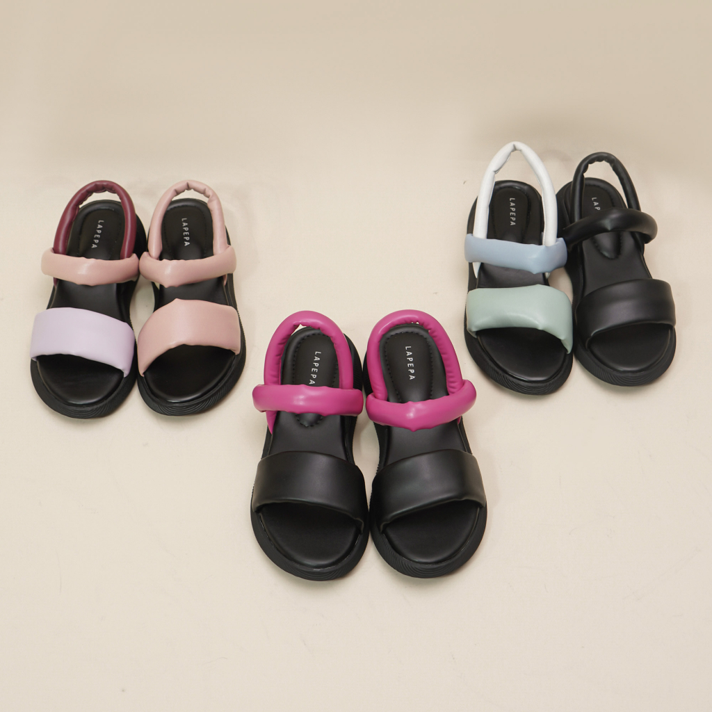 Adarastore - Lapepa VALERIE NEW COLOUR Sandal Casual Wanita Sendal Wedges Cewek Model Tali Belaknag Keknian