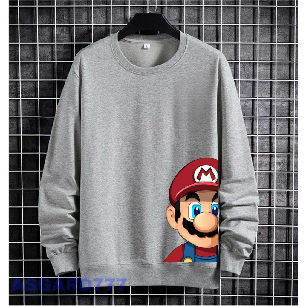 Baju Panjang Pria Asgard777 Baju Sweater Super Mario Motif Sablon