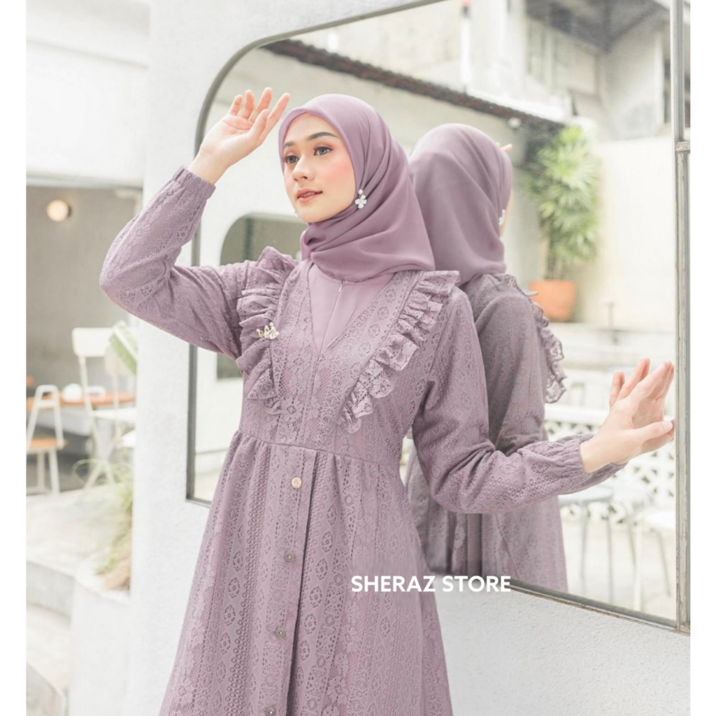 BELLA DRESS S M L XL XXL XXXL 5L Gamis Kondangan Brukat Wanita Jumbo Ld 120 130 140 Terbaru 2023