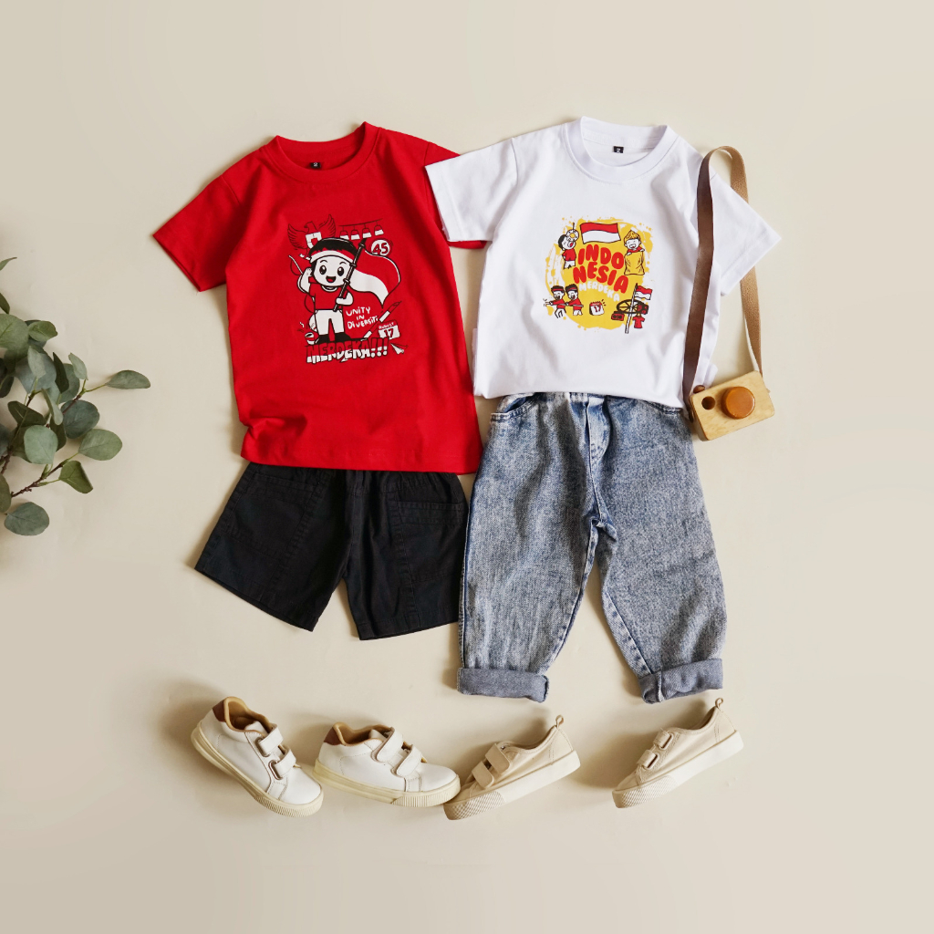 Kaos Kemerdekaan Anak / Baju Agustus Indonesia 1-7thn