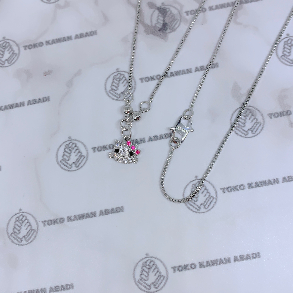 Xuping Silver Kalung Anak Perempuan Liontin Permata Kitty *17