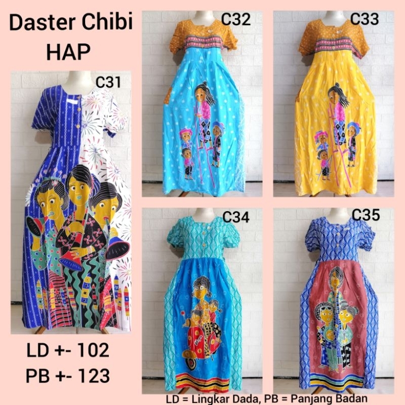 Daster Chibi Lengan HAP Rijek Sablon Minor LD 100 Adem BUSUI Friendly (Harap Dibaca Sebelum Membeli)