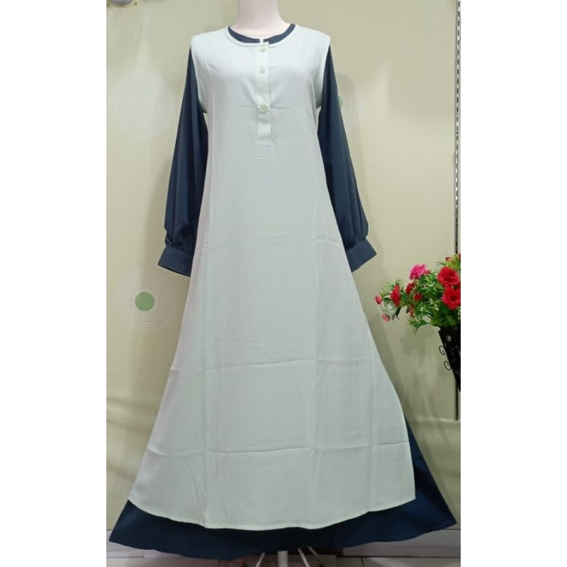 Gamis Rompi Terpisah, Gamis Polos Rompi Terpisah, Gamis Set Rompi Lepas Kombinasi Warna, Gamis Syar'