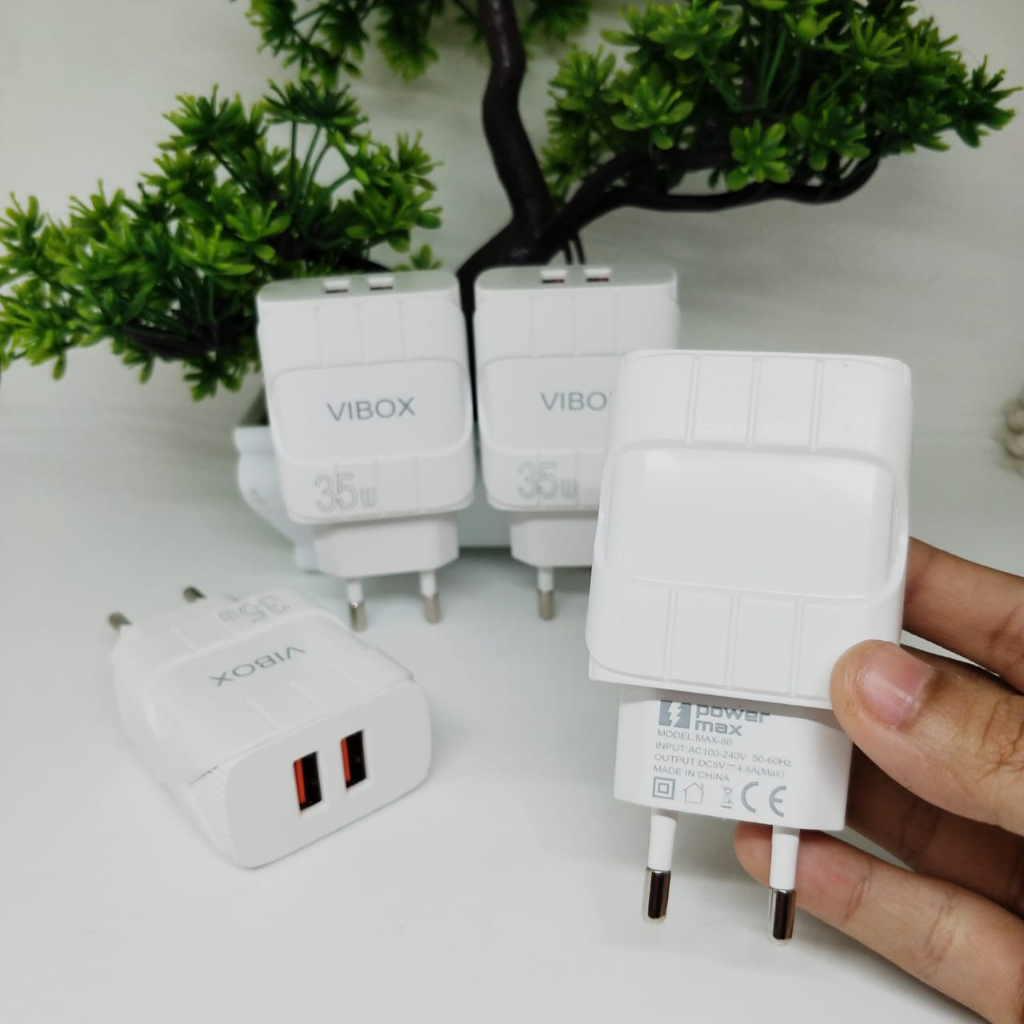 Adapter Charger Vibox 35W Kepala Charger Casan fast charging 2usb