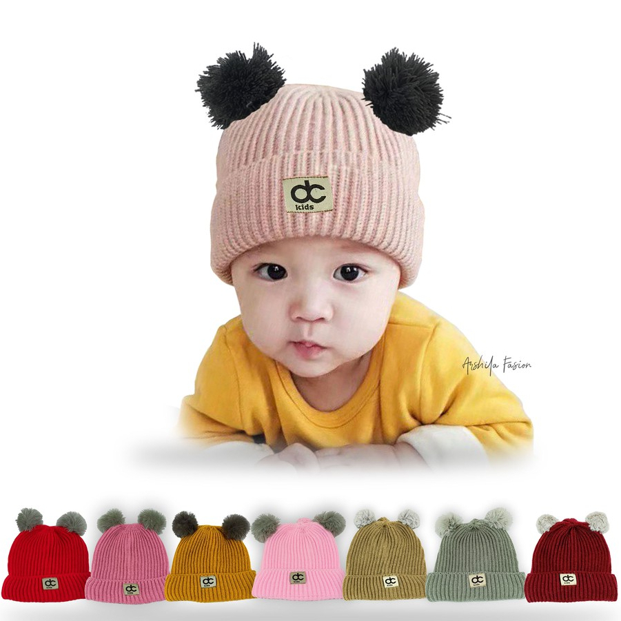 Topi Kupluk Pompom DC Anak Balita n