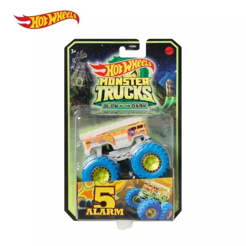 HOT WHEELS MONSTER TRUCKS GLOW IN THE DARK 5 ALARM TERBARU 2023