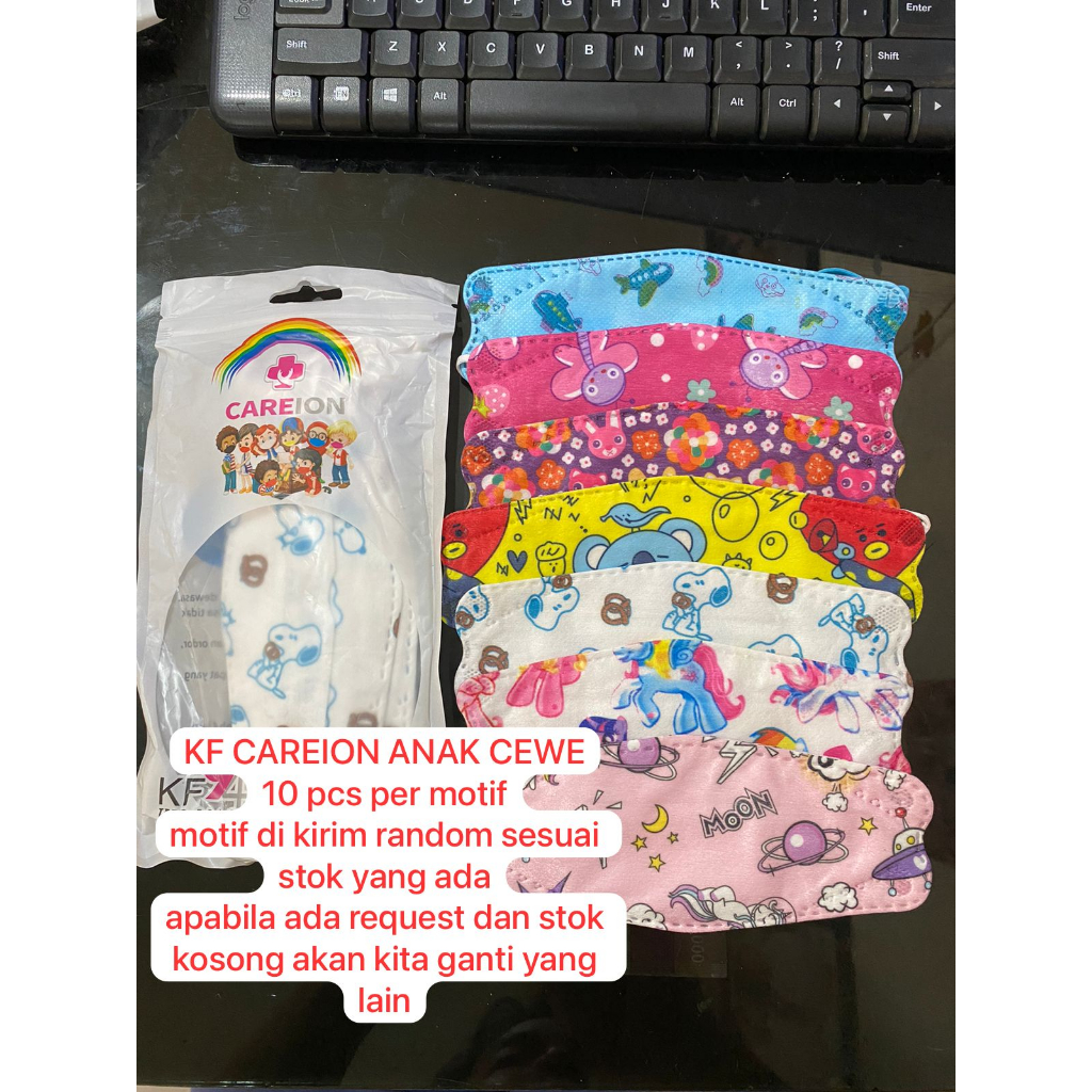 MASKER ANAK/KF94 ANAK 10PCS/KF94 MOTIF ANAK/KF94 ANAK WARNA/MASKER ANAK TEBAL 4PLY