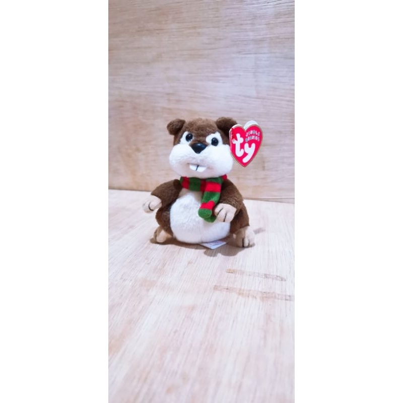 Boneka Yule The Christmas Beaver by TY Beanie baby